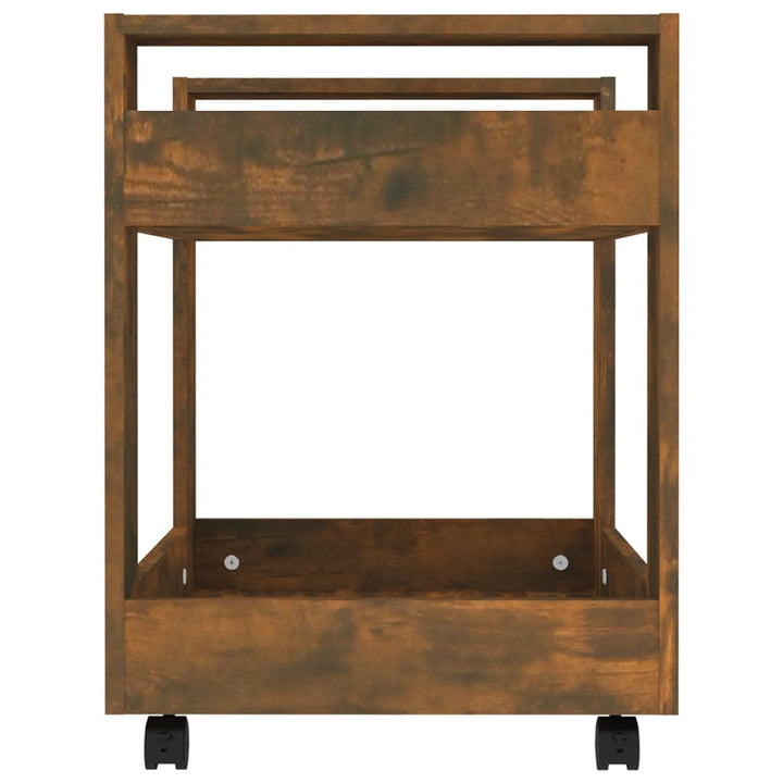 kontorvogn 60x45x60 cm konstrueret træ røget egetræsfarve