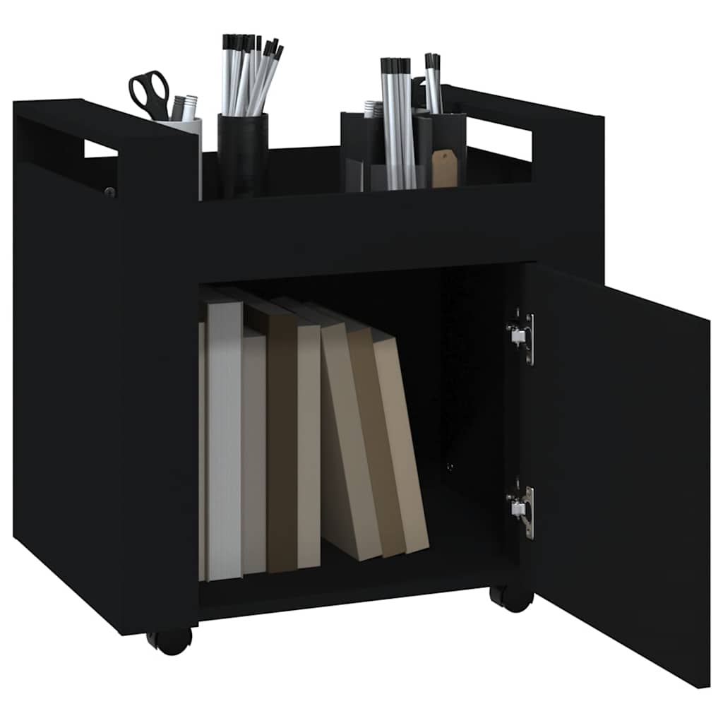 kontorvogn 60x45x60 cm konstrueret træ sort