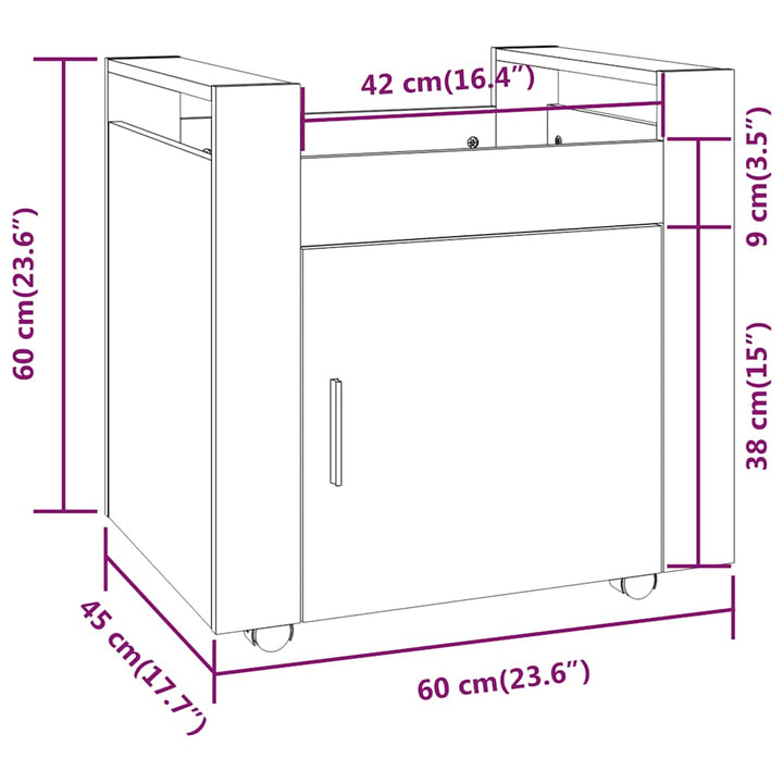 kontorvogn 60x45x60 cm konstrueret træ sort