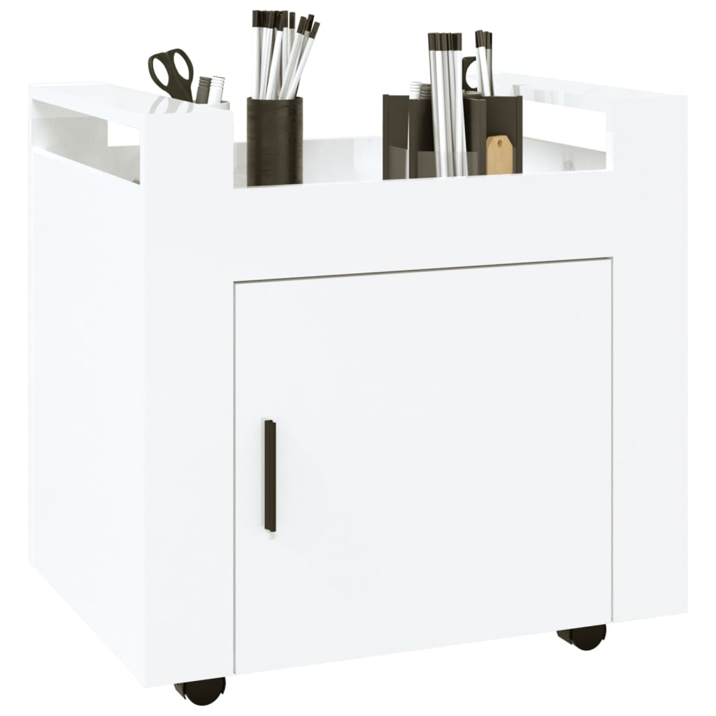 kontorvogn 60x45x60 cm konstrueret træ hvid højglans