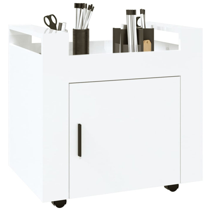kontorvogn 60x45x60 cm konstrueret træ hvid højglans
