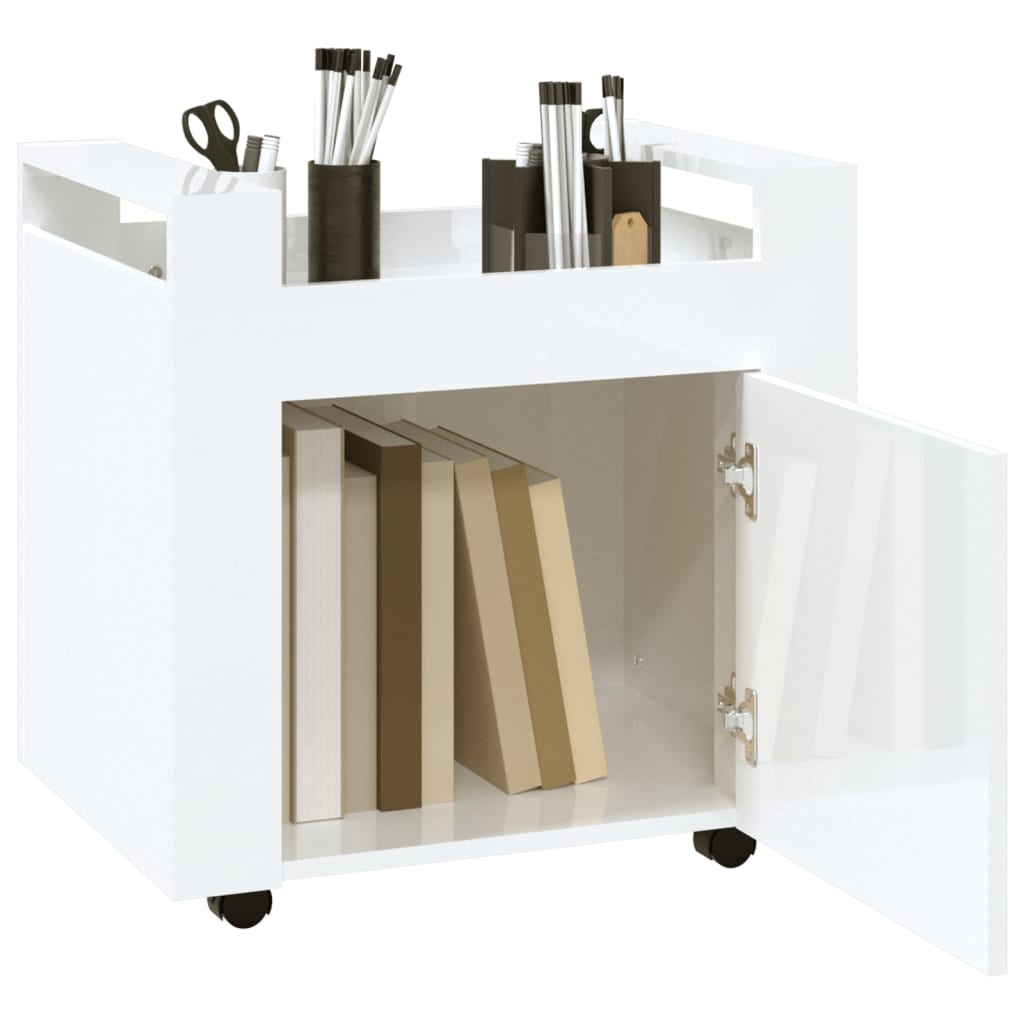 kontorvogn 60x45x60 cm konstrueret træ hvid højglans