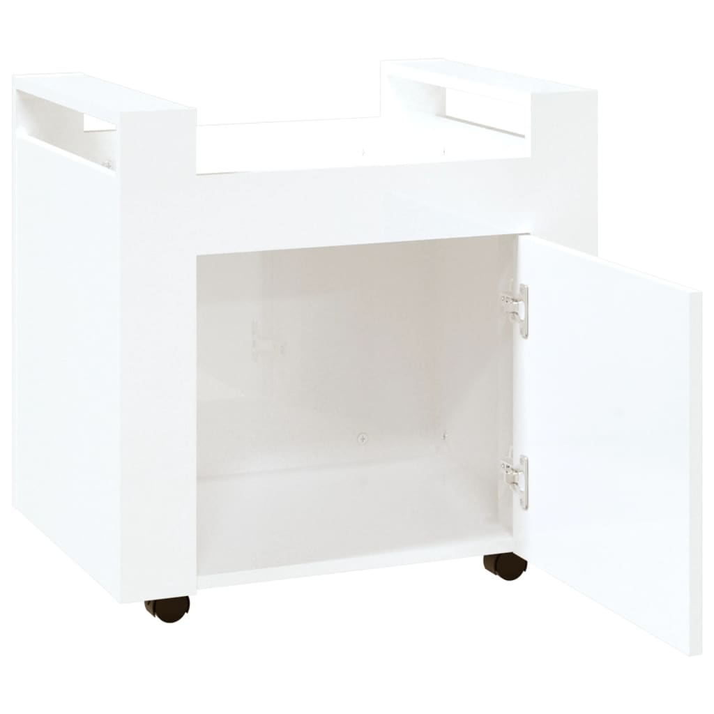 kontorvogn 60x45x60 cm konstrueret træ hvid højglans