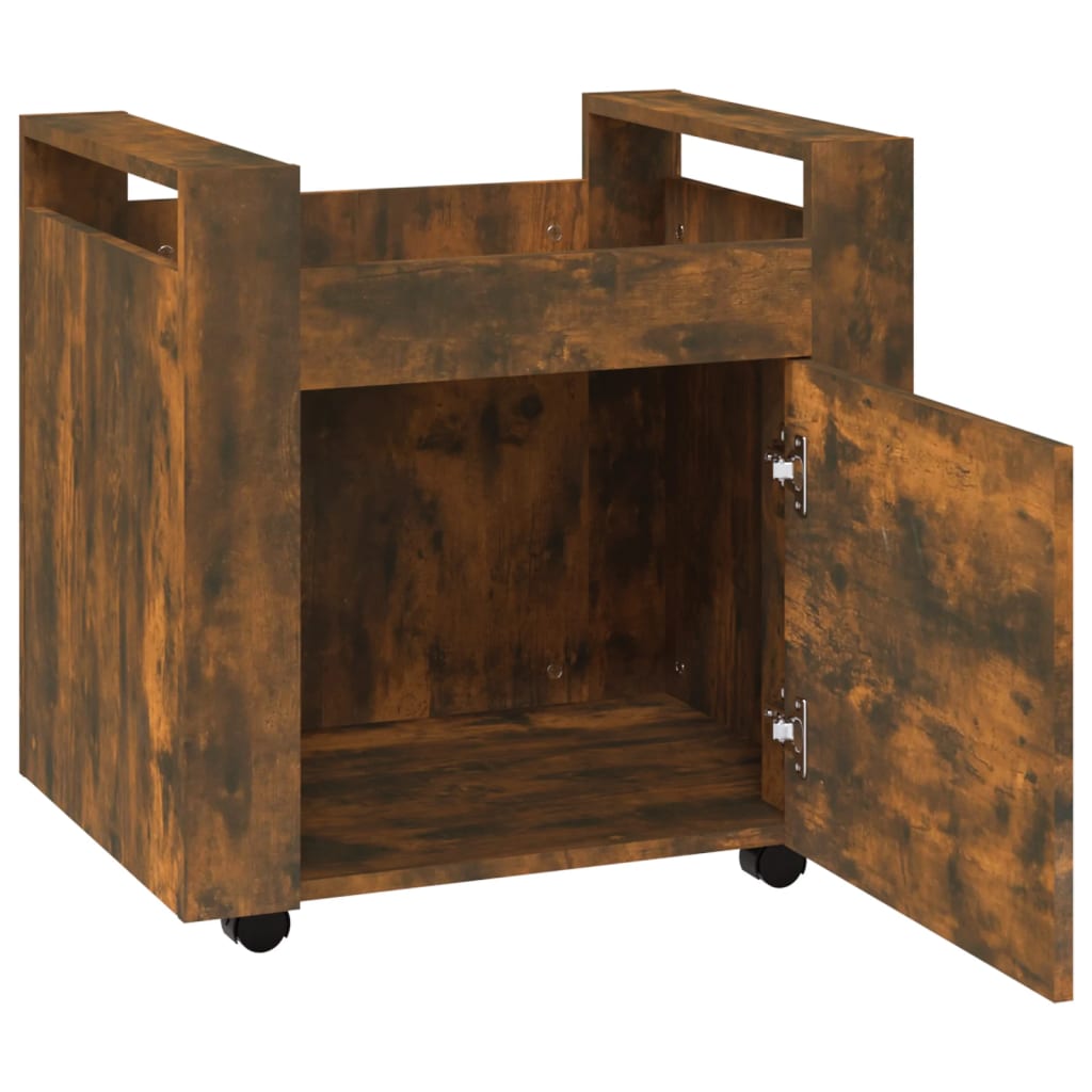 kontorvogn 60x45x60 cm konstrueret træ røget egetræsfarve