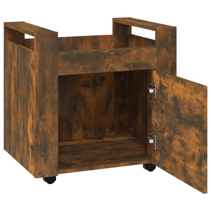 kontorvogn 60x45x60 cm konstrueret træ røget egetræsfarve