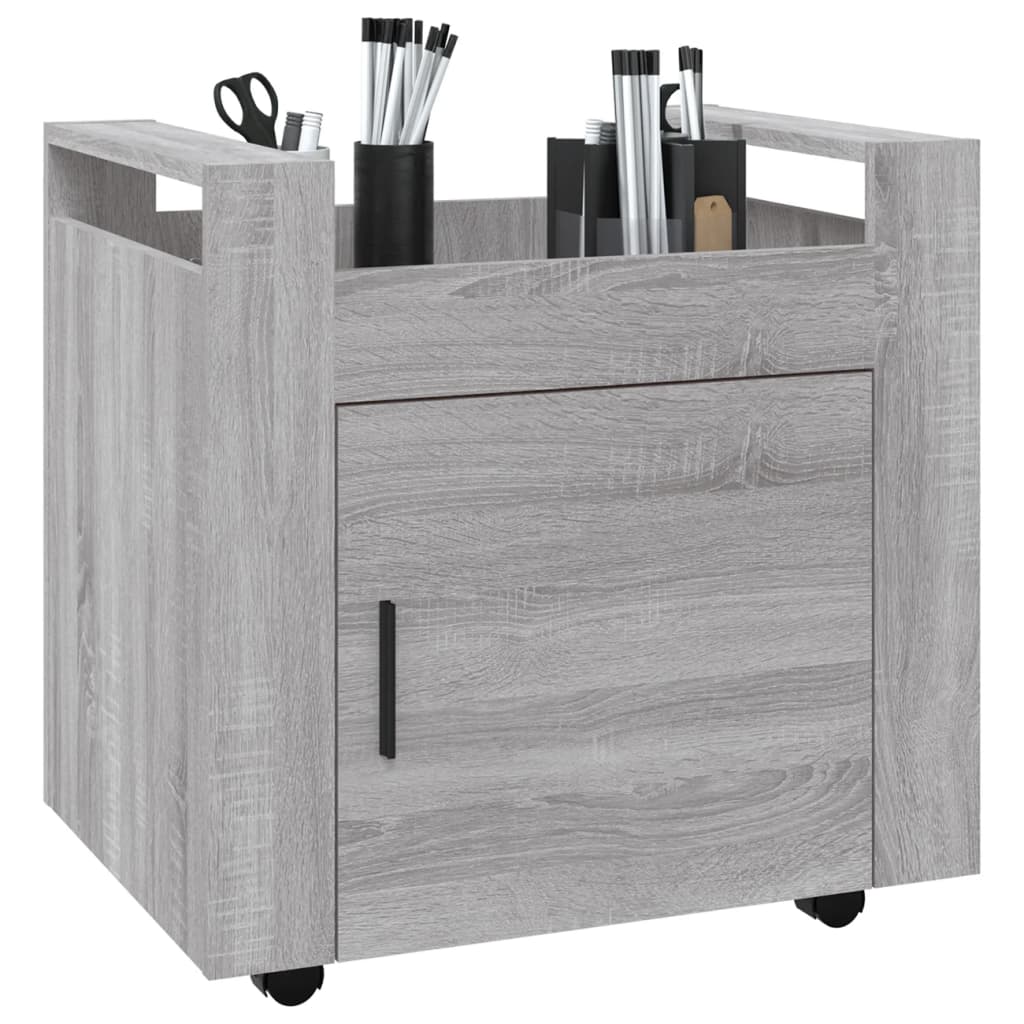 kontorvogn 60x45x60 cm konstrueret træ grå sonoma-eg