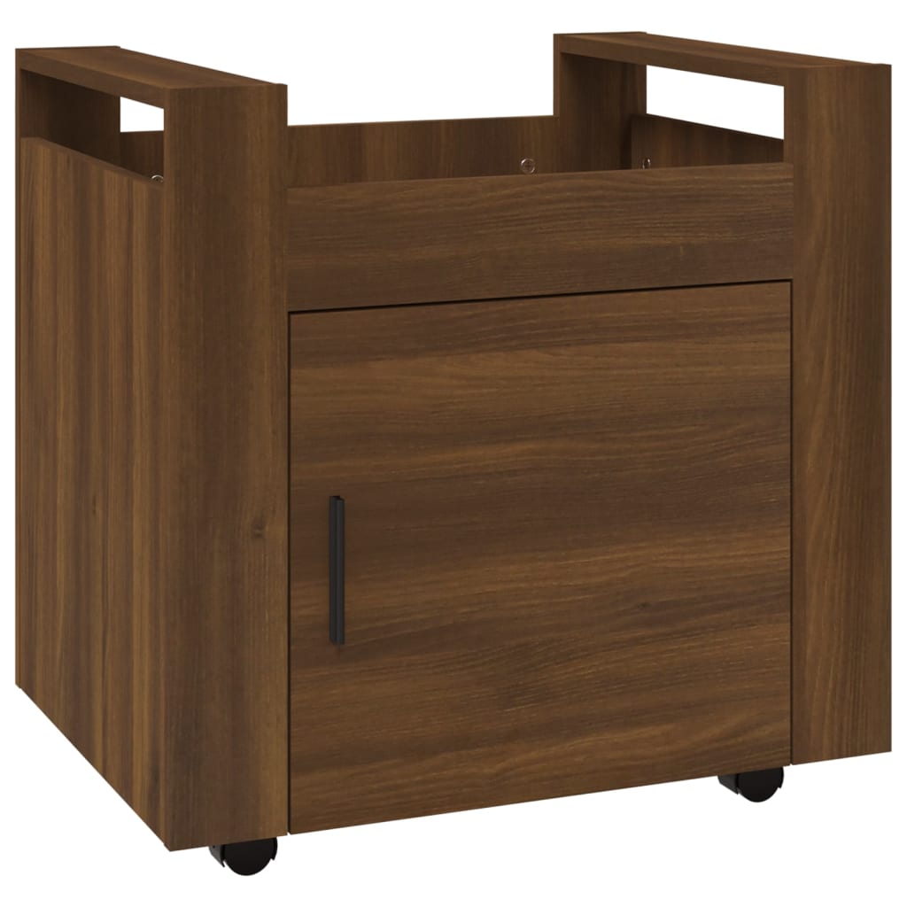kontorvogn 60x45x60 cm konstrueret træ brun egetræsfarve