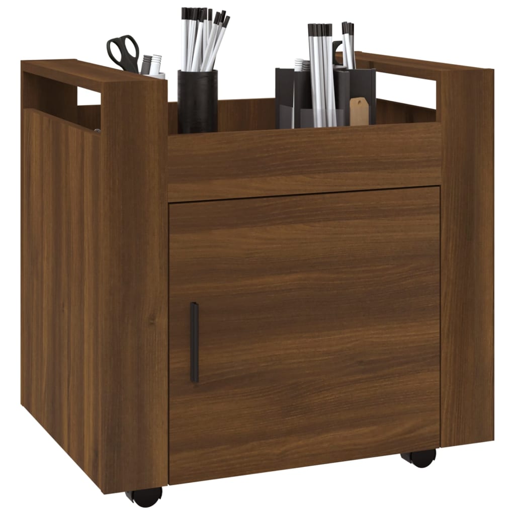 kontorvogn 60x45x60 cm konstrueret træ brun egetræsfarve
