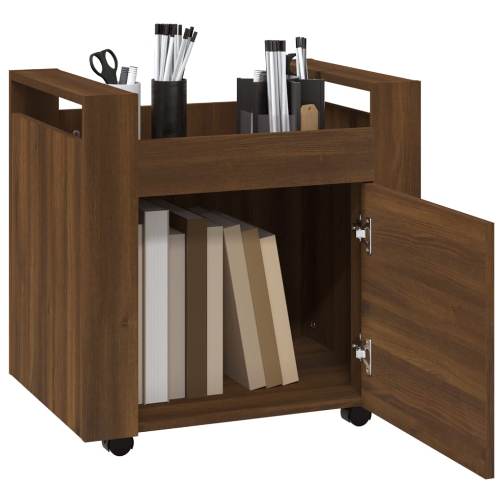 kontorvogn 60x45x60 cm konstrueret træ brun egetræsfarve