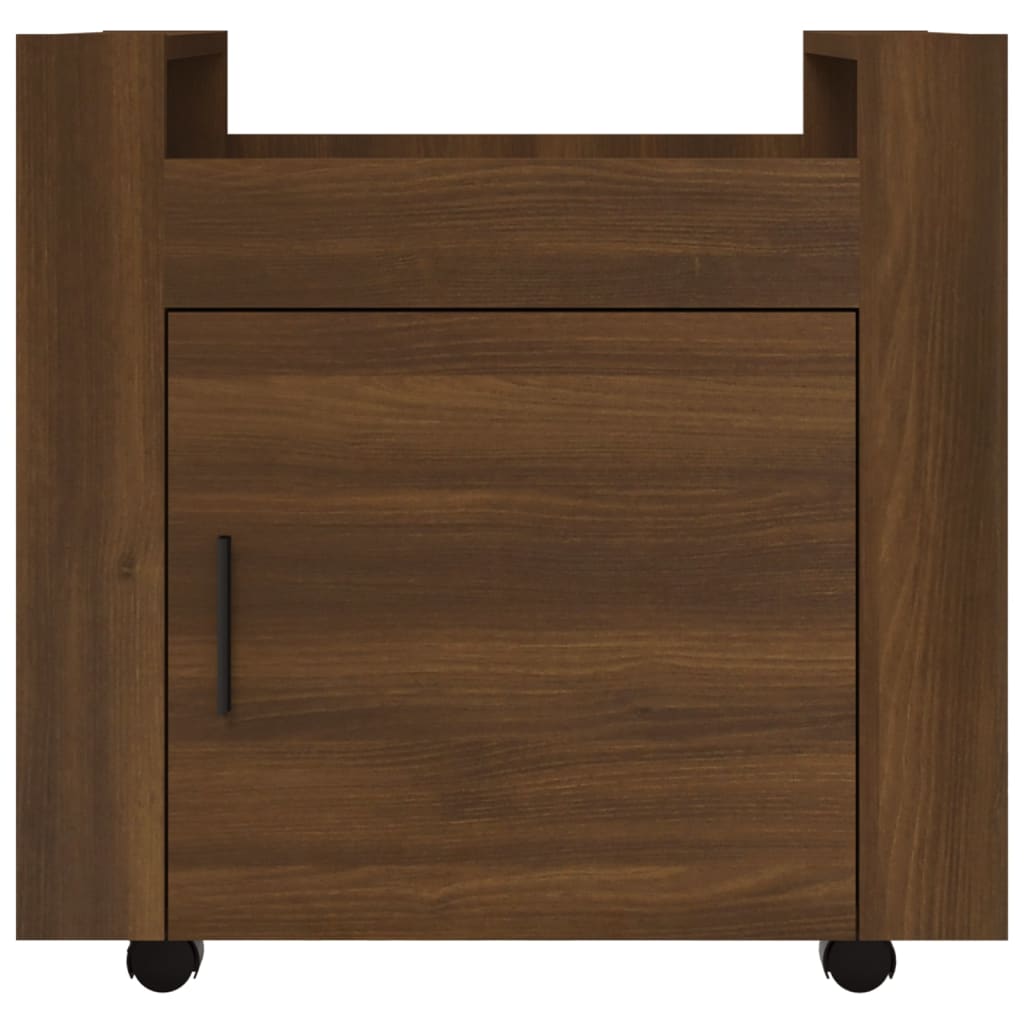 kontorvogn 60x45x60 cm konstrueret træ brun egetræsfarve