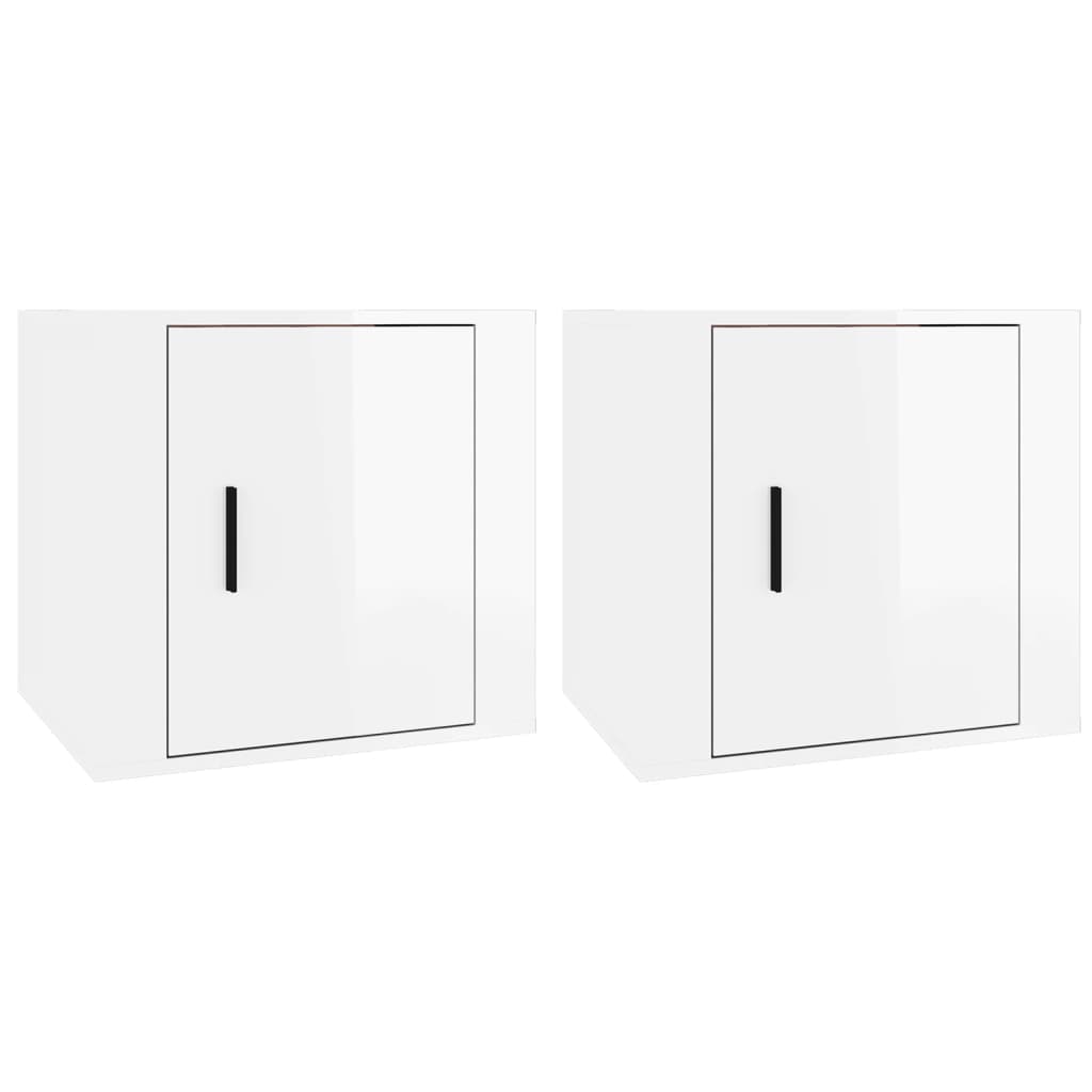 sengeborde 2 stk. 50x39x47 cm hvid højglans