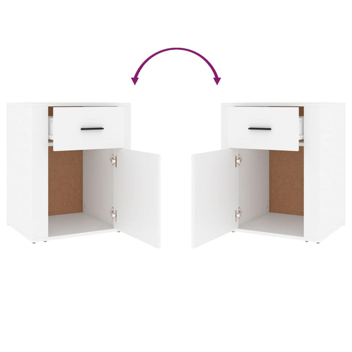 sengebord 50x36x60 cm konstrueret træ hvid