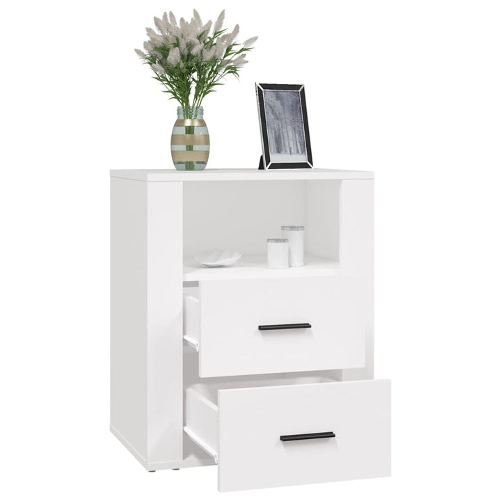 sengebord 50x36x60 cm konstrueret træ hvid