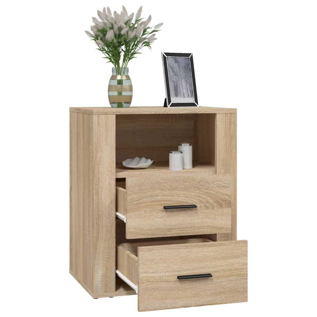 sengebord 50x36x60 cm konstrueret træ Sonoma egetræsfarve