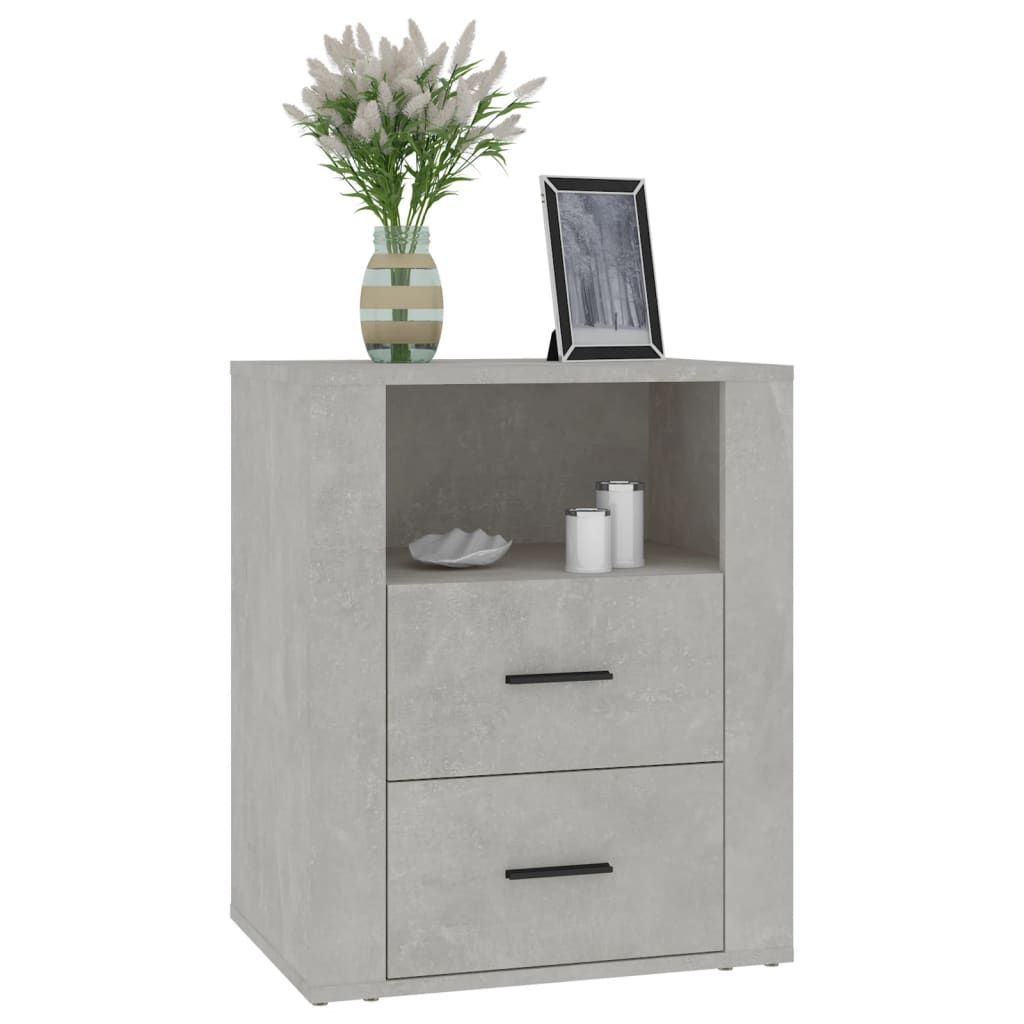 sengebord 50x36x60 cm konstrueret træ betongrå