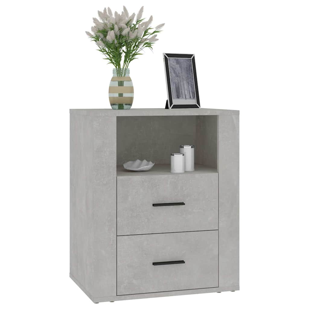 sengebord 50x36x60 cm konstrueret træ betongrå