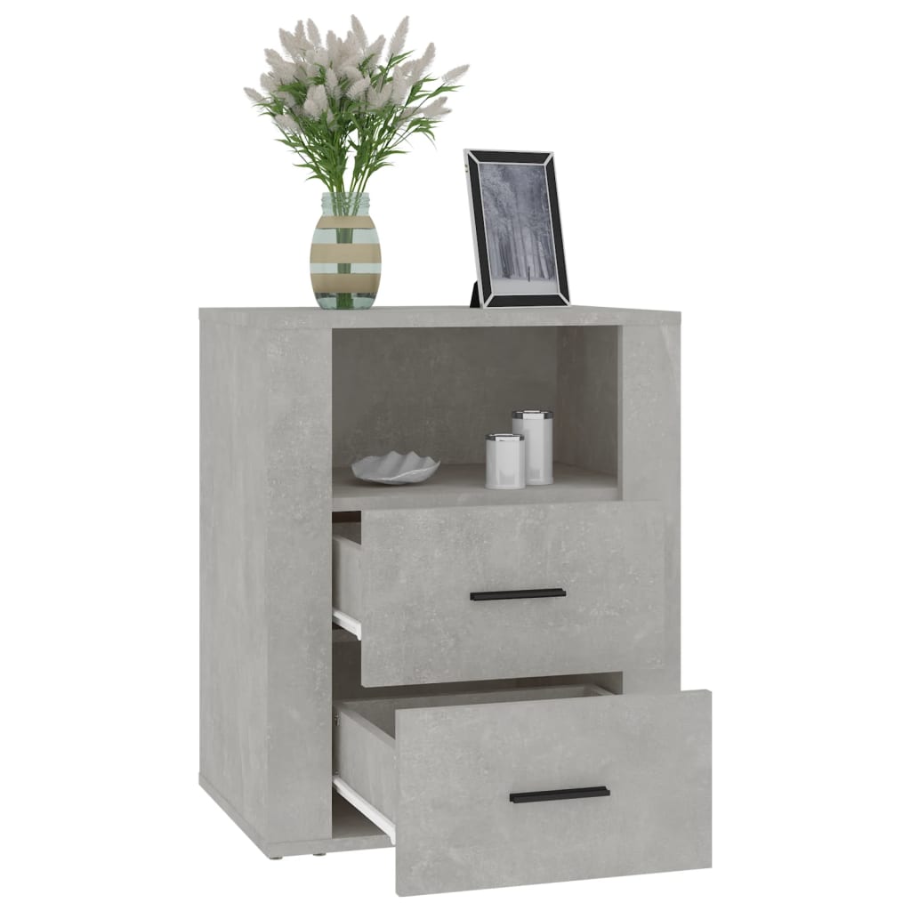 sengebord 50x36x60 cm konstrueret træ betongrå