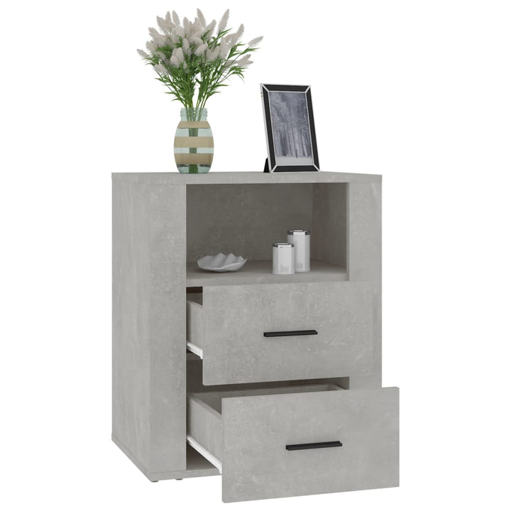 sengebord 50x36x60 cm konstrueret træ betongrå