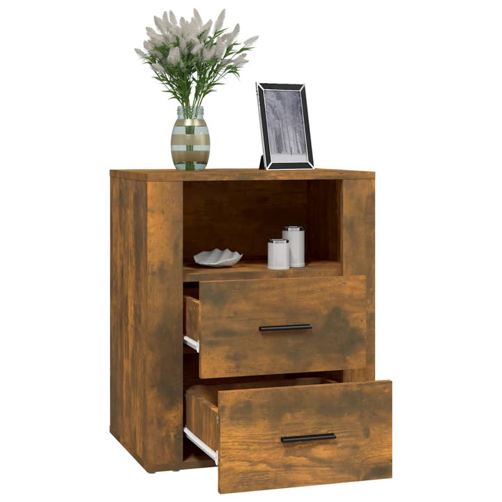 sengebord 50x36x60 cm konstrueret træ røget egetræsfarve