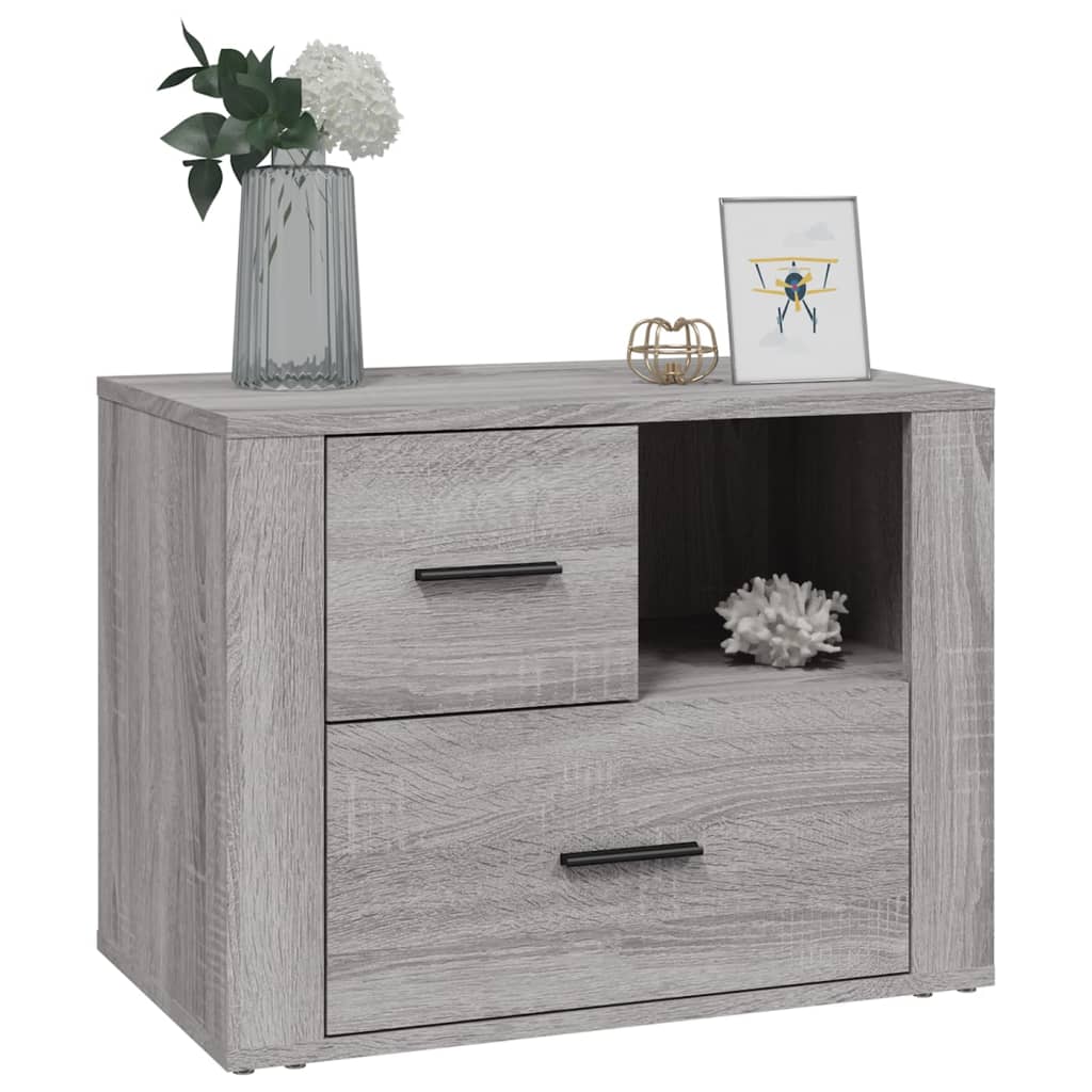 sengebord 60x36x45 cm konstrueret træ grå sonoma-eg
