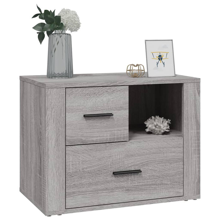 sengebord 60x36x45 cm konstrueret træ grå sonoma-eg