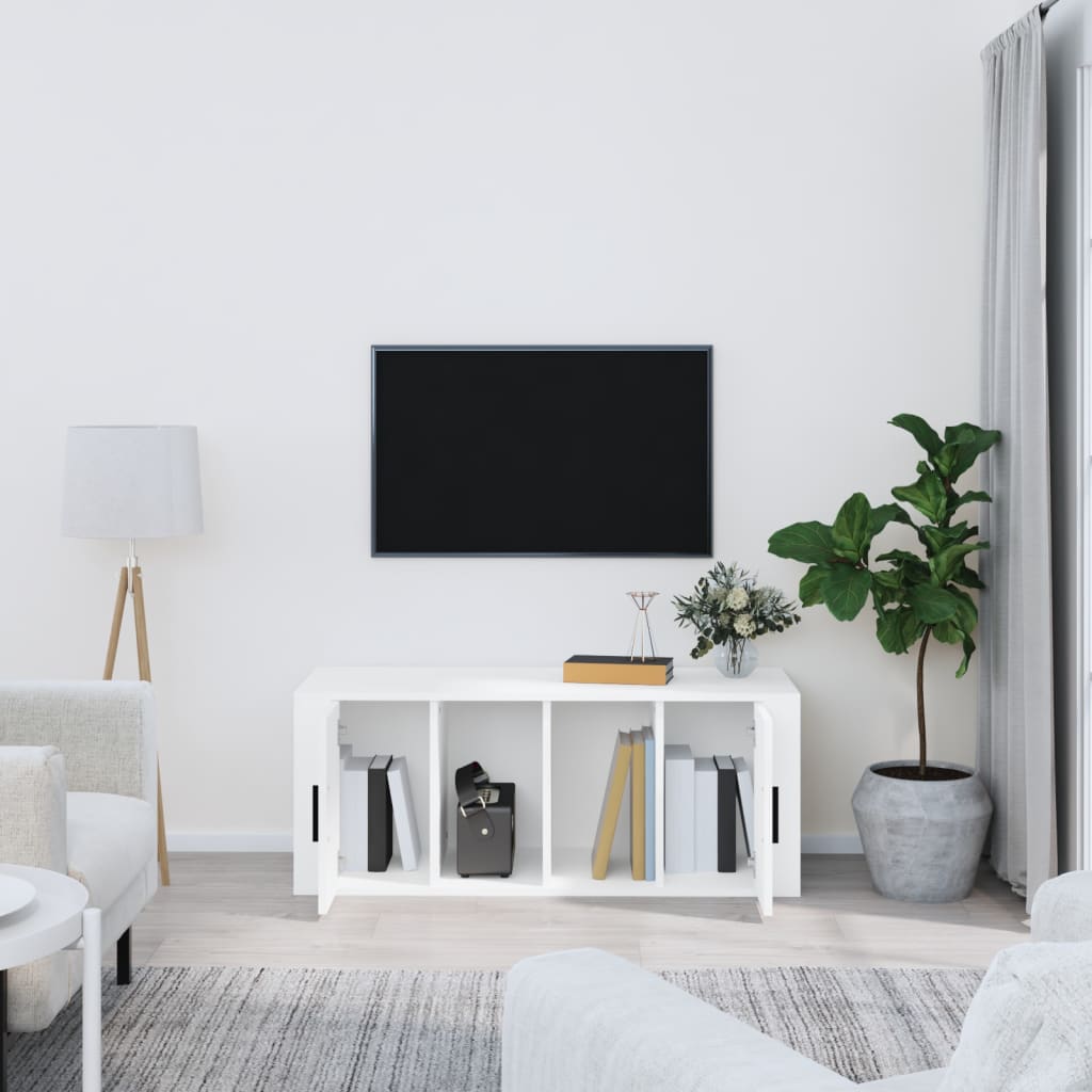 tv-bord 100x35x40 cm konstrueret træ hvid