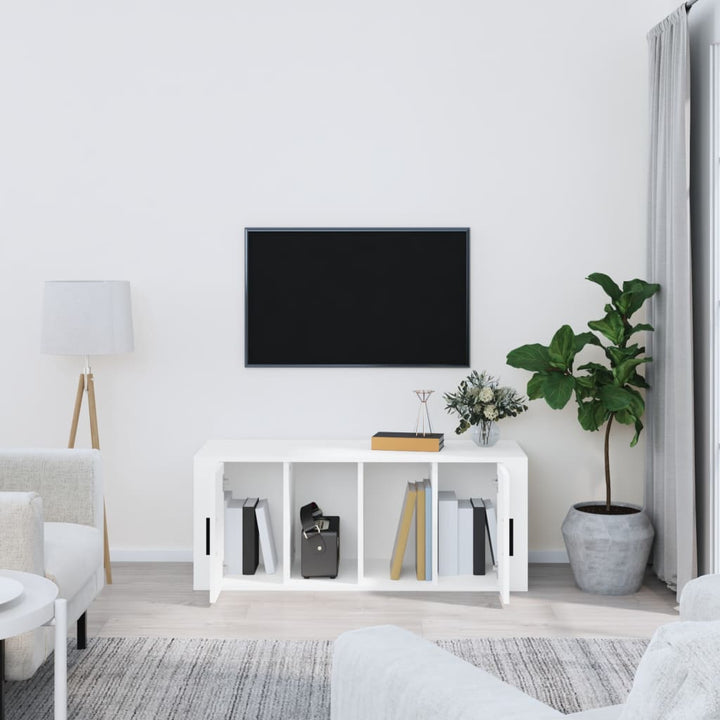 tv-bord 100x35x40 cm konstrueret træ hvid