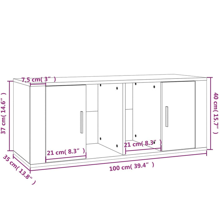 tv-bord 100x35x40 cm konstrueret træ hvid
