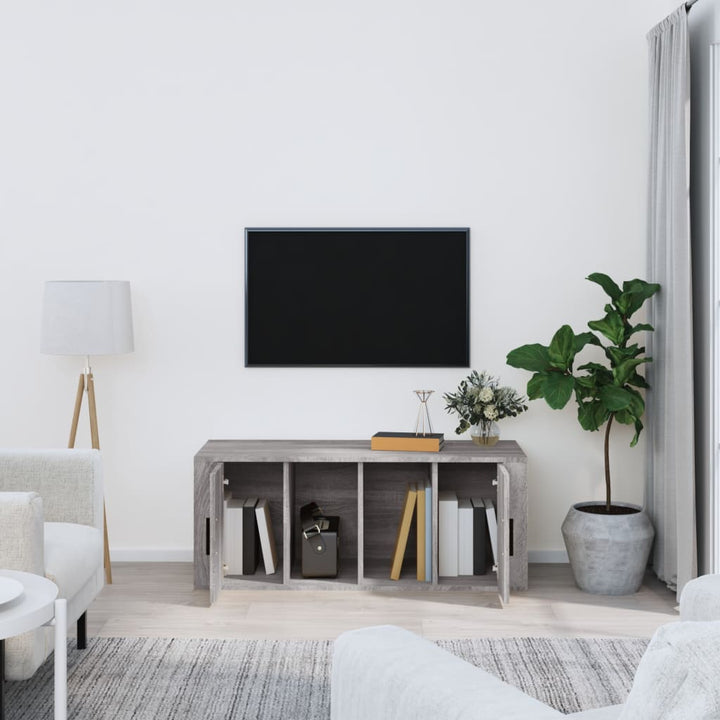 tv-bord 100x35x40 cm konstrueret træ grå sonoma-eg