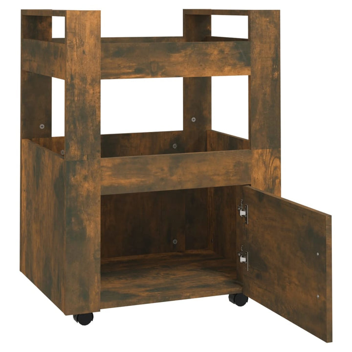 køkkenvogn 60x45x80 cm konstrueret træ røget egetræsfarve