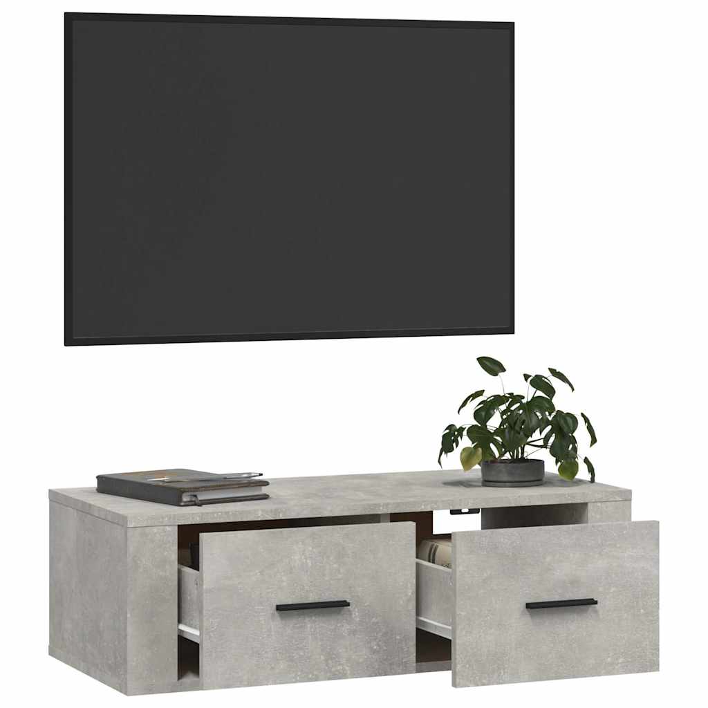 væghængt tv-bord 80x36x25 cm konstrueret træ betongrå