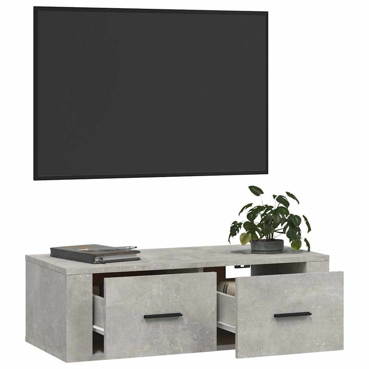 væghængt tv-bord 80x36x25 cm konstrueret træ betongrå