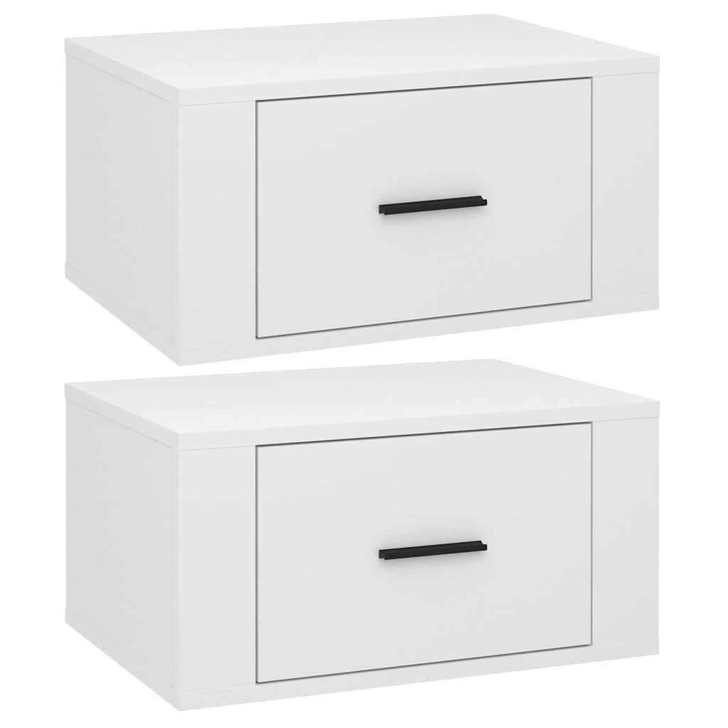 væghængte sengeborde 2 stk. 50x36x25 cm hvid højglans