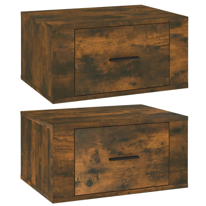 væghængte sengeborde 2 stk. 50x36x25 cm røget egetræsfarve
