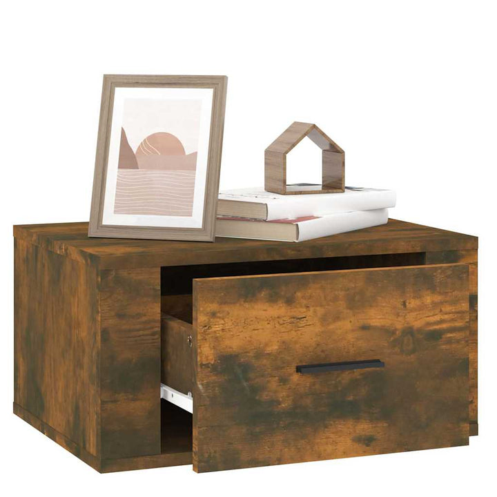 væghængte sengeborde 2 stk. 50x36x25 cm røget egetræsfarve