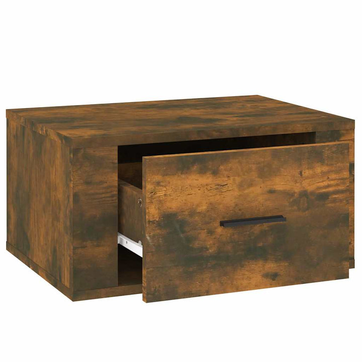 væghængte sengeborde 2 stk. 50x36x25 cm røget egetræsfarve