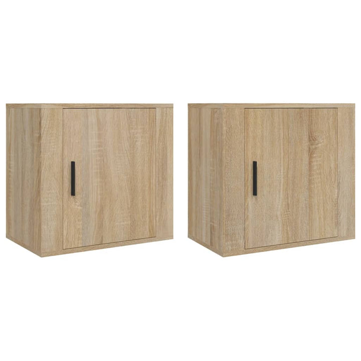 væghængte sengeborde 2 stk. 50x30x47 cm sonoma-eg