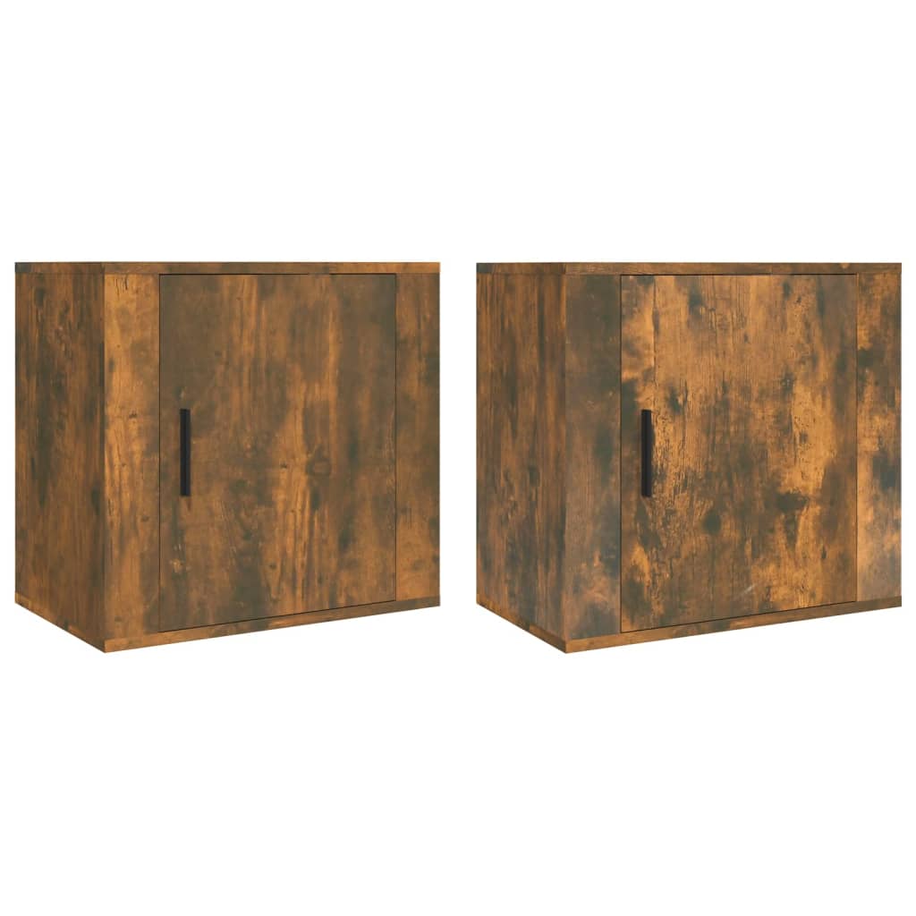 væghængte sengeborde 2 stk. 50x30x47 cm røget egetræsfarve
