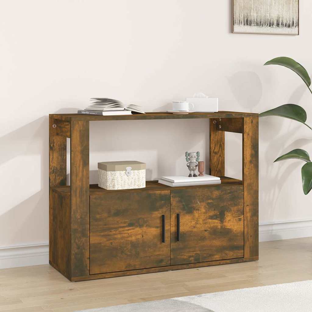 skænk 80x30x60 cm konstrueret træ røget egetræsfarve