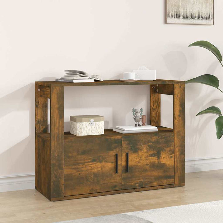 skænk 80x30x60 cm konstrueret træ røget egetræsfarve
