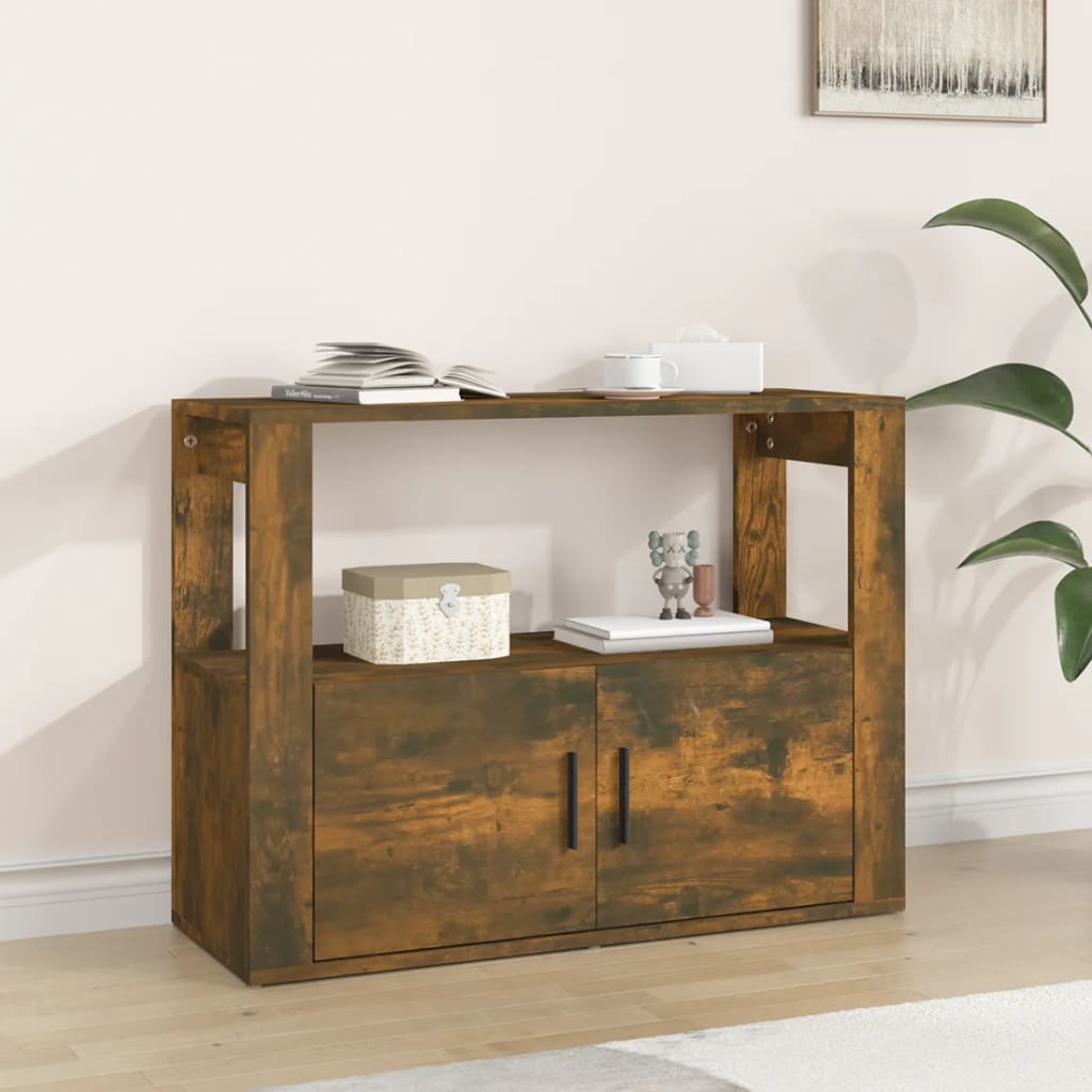 skænk 80x30x60 cm konstrueret træ røget egetræsfarve