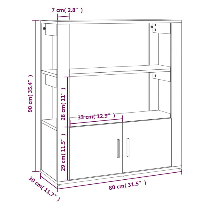 skænk 80x30x90 cm konstrueret træ hvid