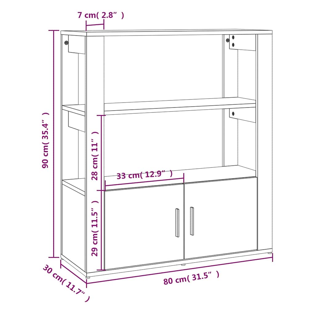 skænk 80x30x90 cm konstrueret træ sonoma-eg