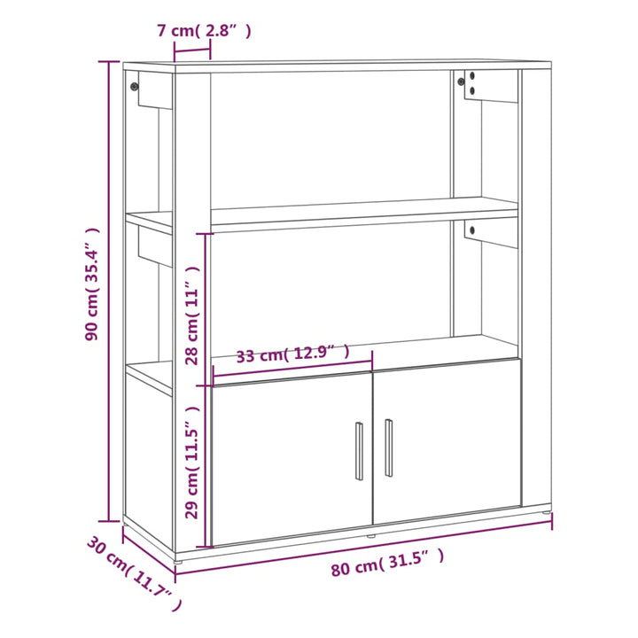 skænk 80x30x90 cm konstrueret træ grå sonoma-eg