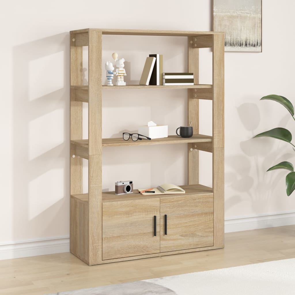 skænk 80x30x119,5 cm konstrueret træ sonoma-eg