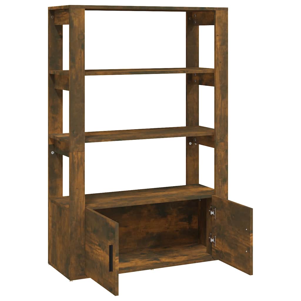 skænk 80x30x119,5 cm konstrueret træ røget egetræsfarve