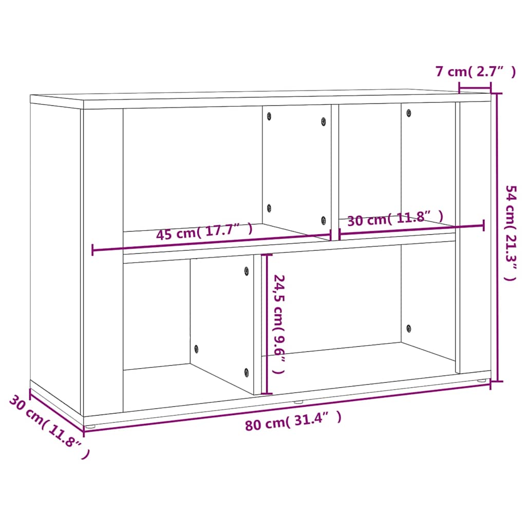 skænk 80x30x54 cm konstrueret træ hvid