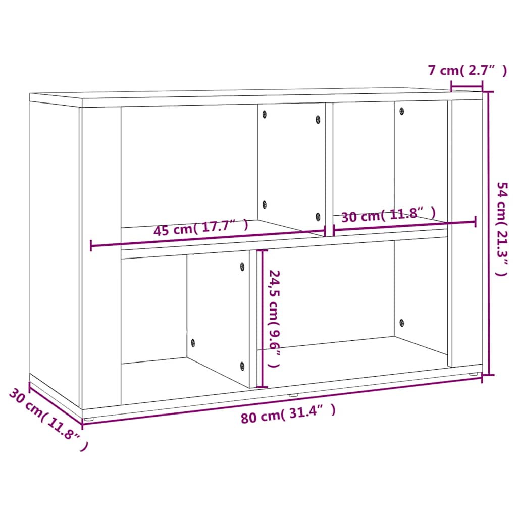 skænk 80x30x54 cm konstrueret træ røget egetræsfarve
