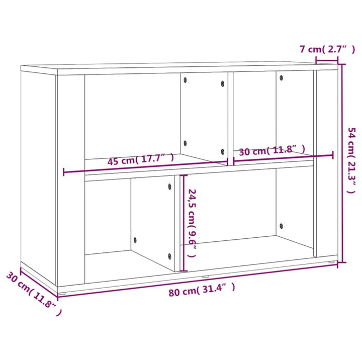 skænk 80x30x54 cm konstrueret træ røget egetræsfarve
