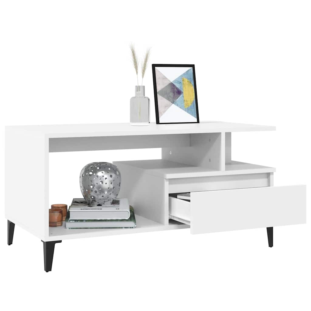 sofabord 90x49x45 cm konstrueret træ hvid